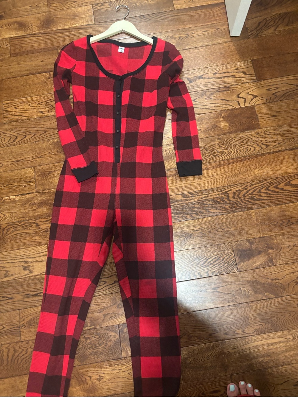 Old Navy Red and Black Buffalo Plaid Women's One-Piece Pajama